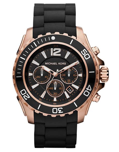 brown michael kors watch men'|Michael Kors black silicone watch.